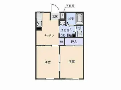 ヴィオラSIN B(2DK/1階)の間取り写真