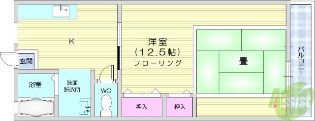 コーポKS(1K/2階)の間取り写真