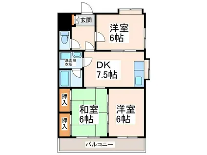グランピアマンション建山(3DK/2階)の間取り写真
