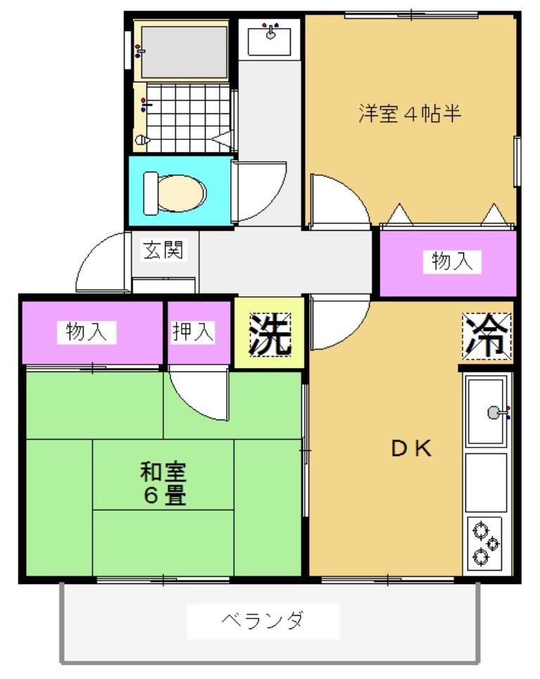 アビタシオン湘南(2DK/2階)の間取り写真