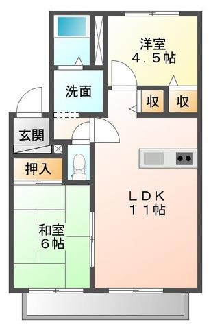 ディアス錦が丘(2LDK/1階)の間取り写真
