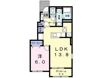 サヴァラン ショコラ I(1LDK/1階)の間取り写真