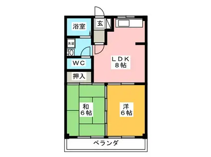 加賀野コーポII(2LDK/2階)の間取り写真