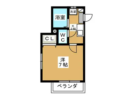 サンフォーレ(1K/1階)の間取り写真