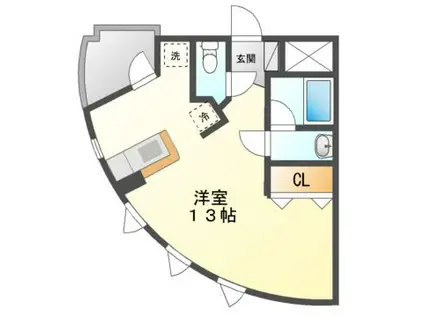 ミクニハイツⅢ(ワンルーム/3階)の間取り写真