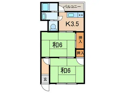 浅原マンション(2K/3階)の間取り写真