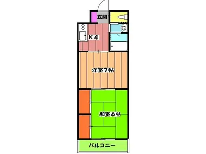 マンションタカムラ(2K/1階)の間取り写真