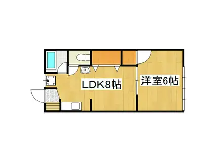 坂元アパート(1LDK/1階)の間取り写真