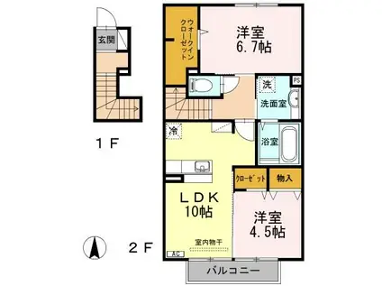 グレイス セゾン(2LDK/2階)の間取り写真