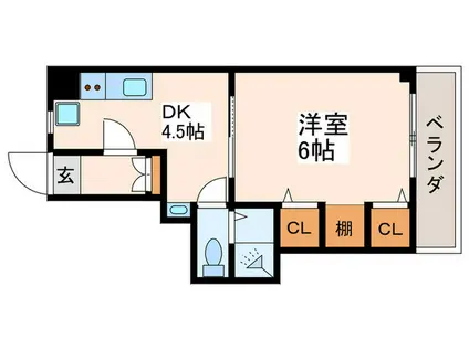 リバーサイド小澤(1DK/3階)の間取り写真