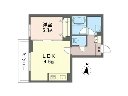 ベアフルート(1LDK/3階)の間取り写真