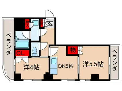 ミストラルナカムラ(2DK/2階)の間取り写真