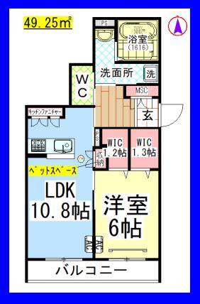 AF ペット共生・マウロア(1LDK/1階)の間取り写真