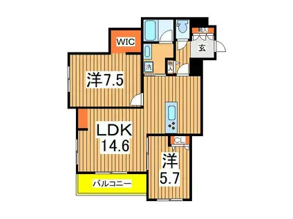 GRANDY VILLA OHTAKANOMORI Ⅱ(2LDK/4階)の間取り写真