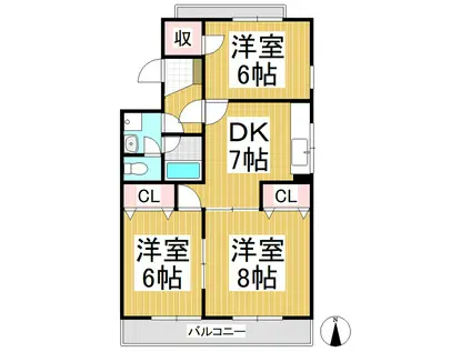 田島ハイツ(3DK/2階)の間取り写真