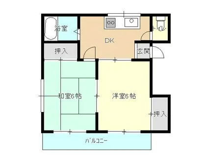 横山ハイツB(2DK/2階)の間取り写真