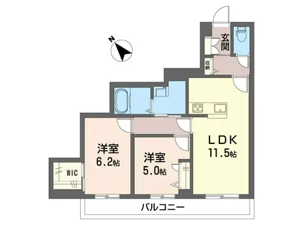 グリナージュ(2LDK/2階)の間取り写真