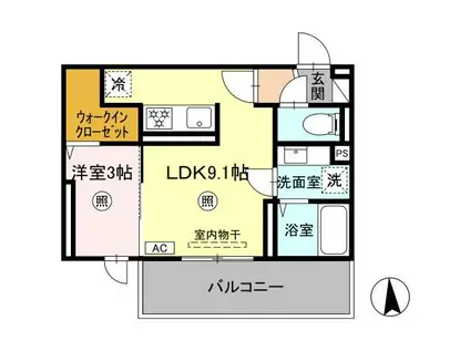 AUGUSTA(1LDK/3階)の間取り写真