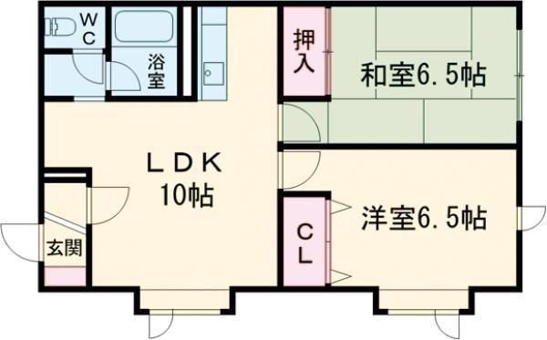 ホワイトハウス(2LDK/2階)の間取り写真