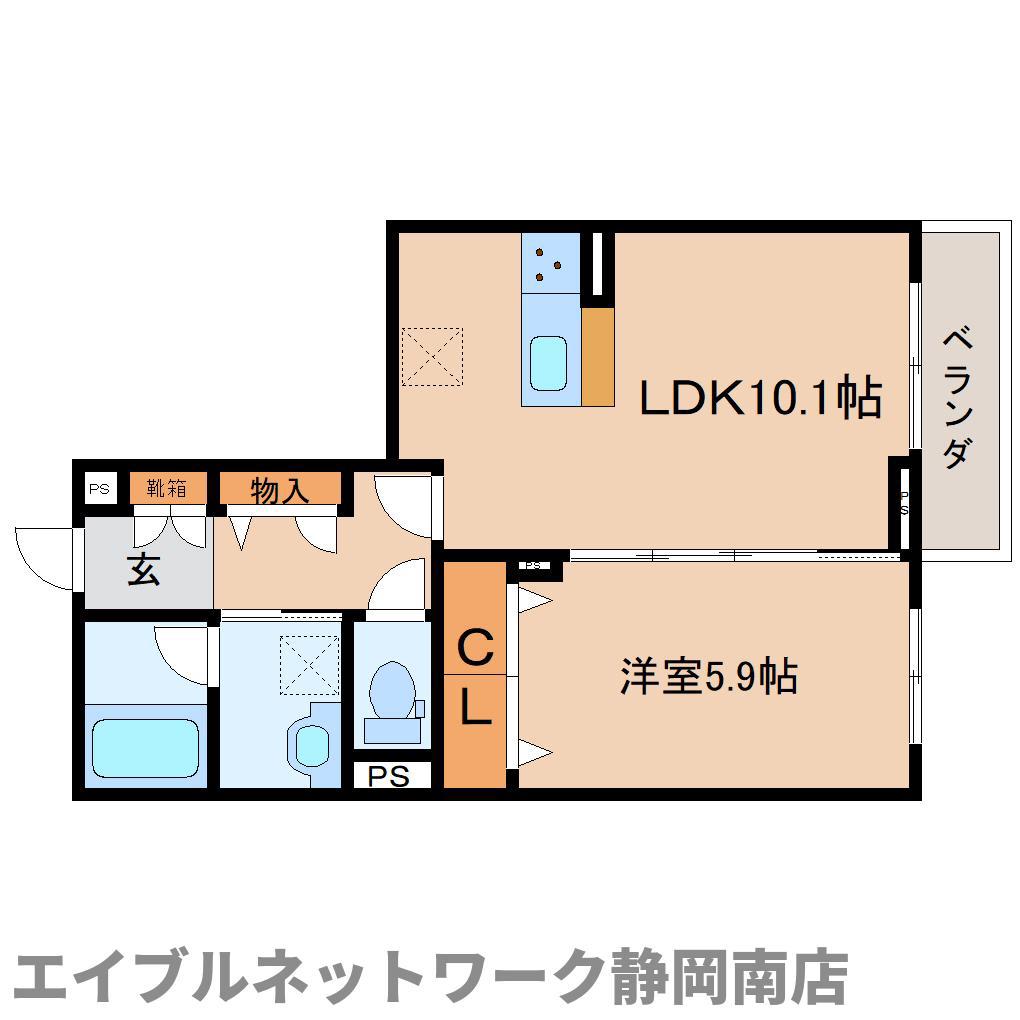 SHAMAIDON曲金(1LDK/3階)の間取り写真