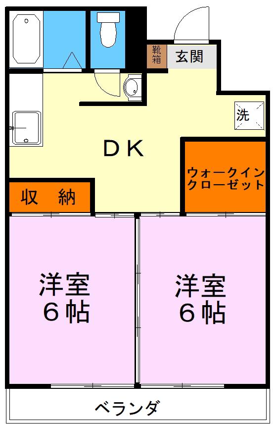 アークアベニュー出水(2DK/2階)の間取り写真