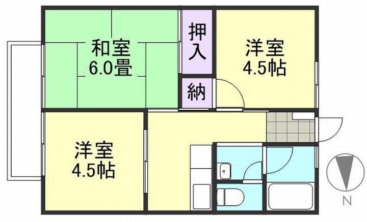 シティハイム吉岡A棟(3K/1階)の間取り写真