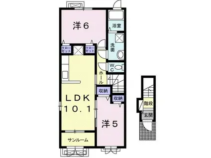 メビウス II(2LDK/2階)の間取り写真