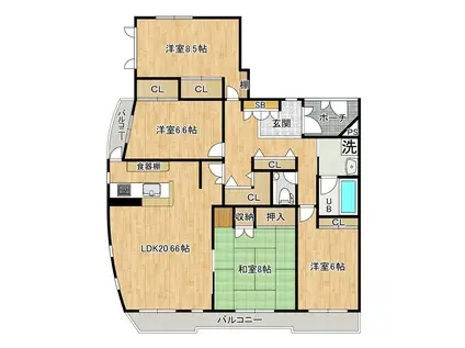 パインクレスト(4LDK/3階)の間取り写真