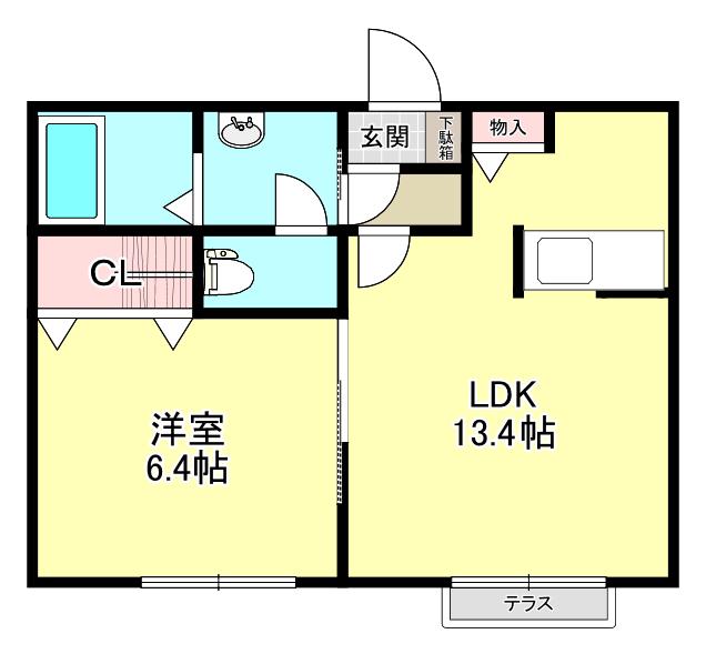 レガシーC(1LDK/1階)の間取り写真