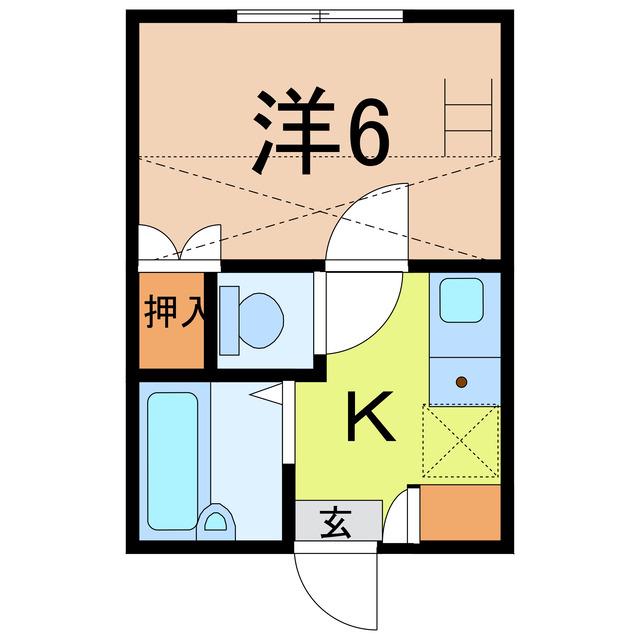 アパートメント光矢(1K/1階)の間取り写真