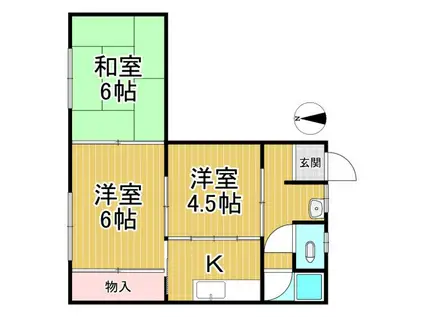 かつみ荘(3K/2階)の間取り写真