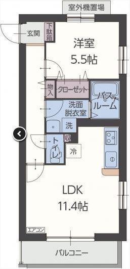 カームコート(1LDK/1階)の間取り写真