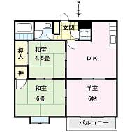 サンビレッジ津福(3DK/1階)の間取り写真