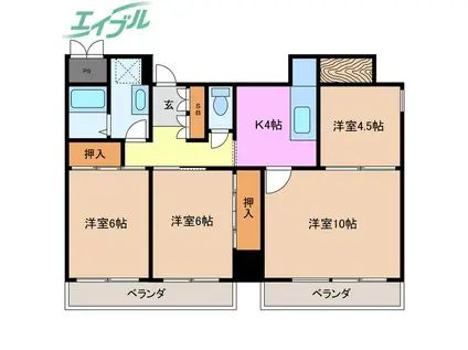 シャンボール西浦(4K/9階)の間取り写真