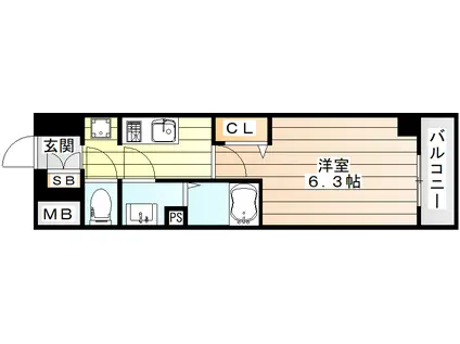 プレサンス淡路駅前(1K/5階)の間取り写真