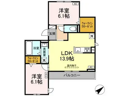 D-AVANCE柱II(2LDK/3階)の間取り写真