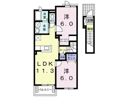コンフォートVI(2LDK/2階)の間取り写真