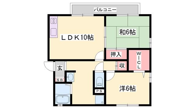 エクセルコートB(2LDK/2階)の間取り写真
