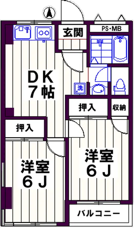 第5中町コーポ 3階階 間取り