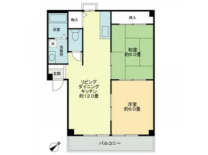 フォブール三幸B(2LDK/2階)の間取り写真