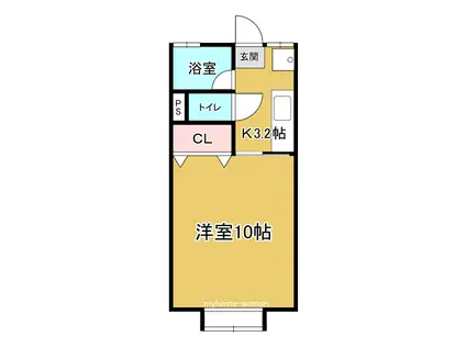 エムズ6(1K/1階)の間取り写真