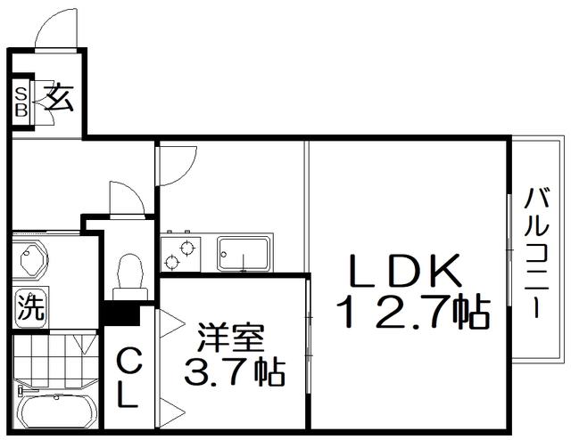 エトワール磐船(1LDK/4階)の間取り写真