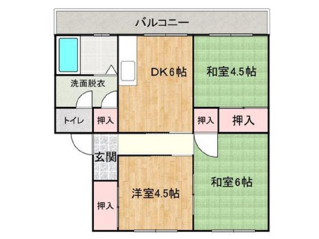 グランマップス春日(3DK/2階)の間取り写真