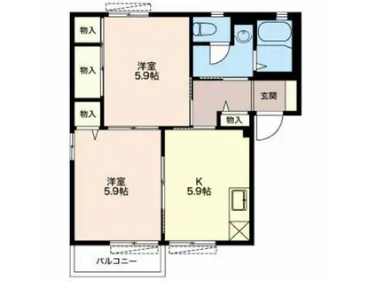 サンモールS(2K/2階)の間取り写真