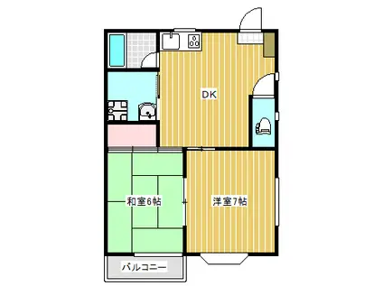 コーポ葉月(2DK/2階)の間取り写真