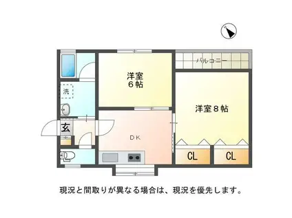 パークサイド小針(2DK/2階)の間取り写真