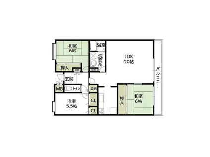 サンクレールヨシナガ(3LDK/3階)の間取り写真