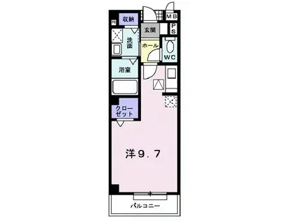 リフレ東百舌鳥B棟(ワンルーム/1階)の間取り写真