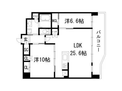 プレジオ宝塚ASIAN(2LDK/4階)の間取り写真