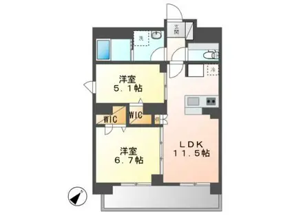 リュミエール千種(2LDK/3階)の間取り写真